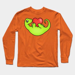 Valentines Day - Be My Valentine - Cute Brachiosaurus Holding a Heart Long Sleeve T-Shirt